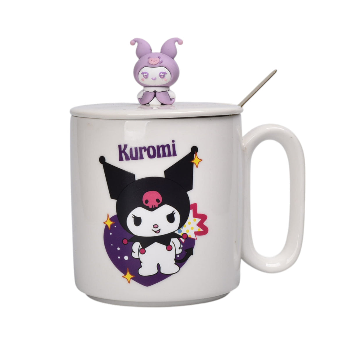 mug pocillo ceramica personaje con tapa de 420ml
