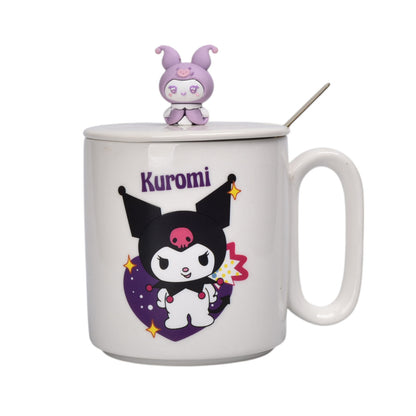 MUG POCILLO CERAMICA PERSONAJE CON TAPA DE 420ML
