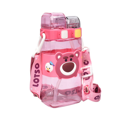 BOTELLA DE AGUA 520ML PERSONAJE PLASTICO FUCSIA DIM:19X8