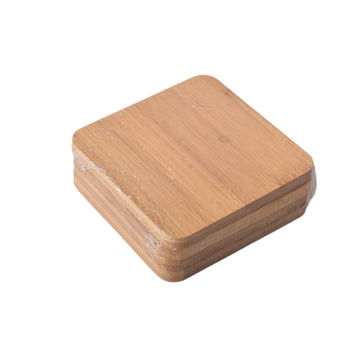 set 4 unidades portavasos cuadrados en bambu de color madera