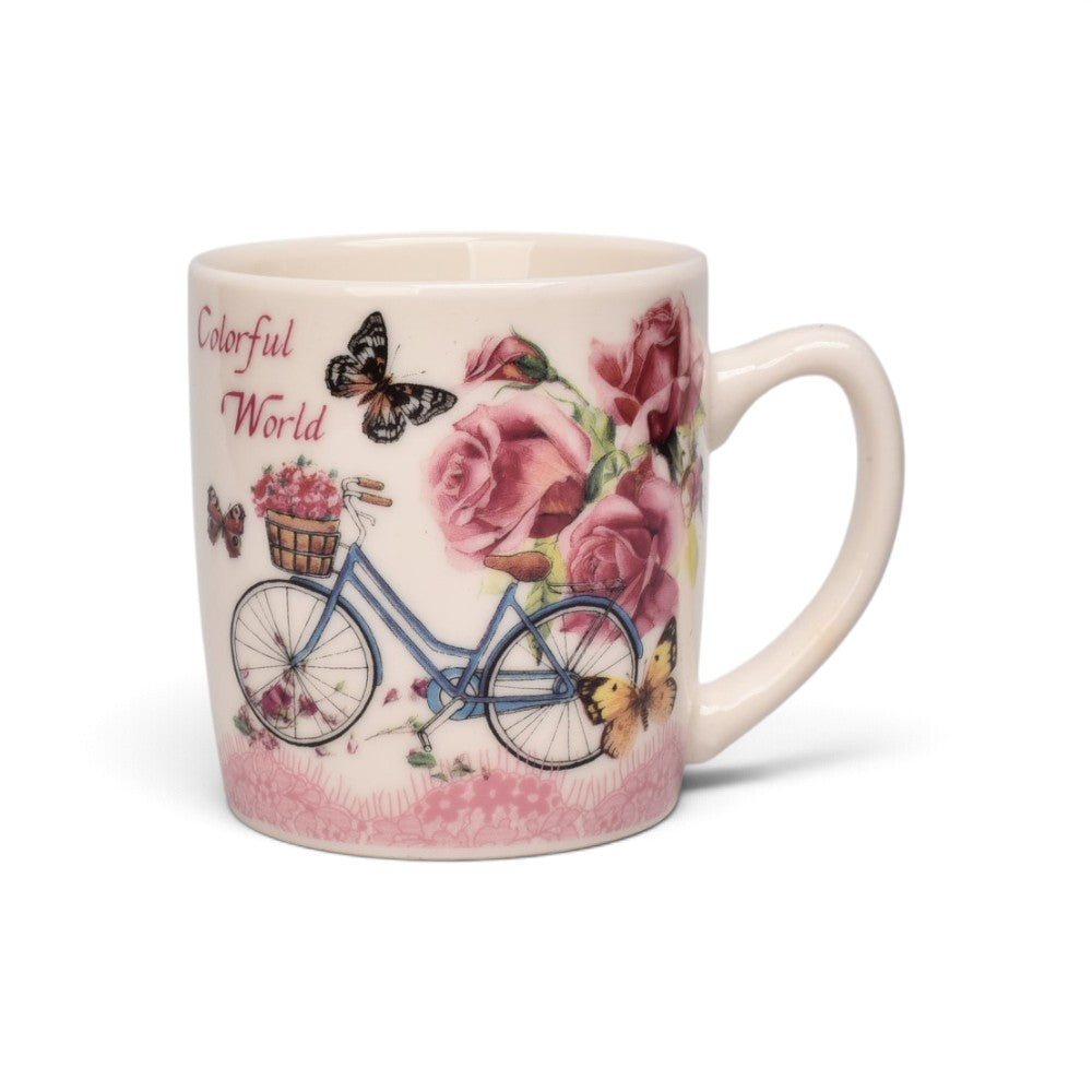 pocillo set ceramica con cuchara flores 210ml