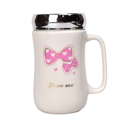 MUG POCILLO CERAMICA TAPA ESPEJO MOÑOS 450ML