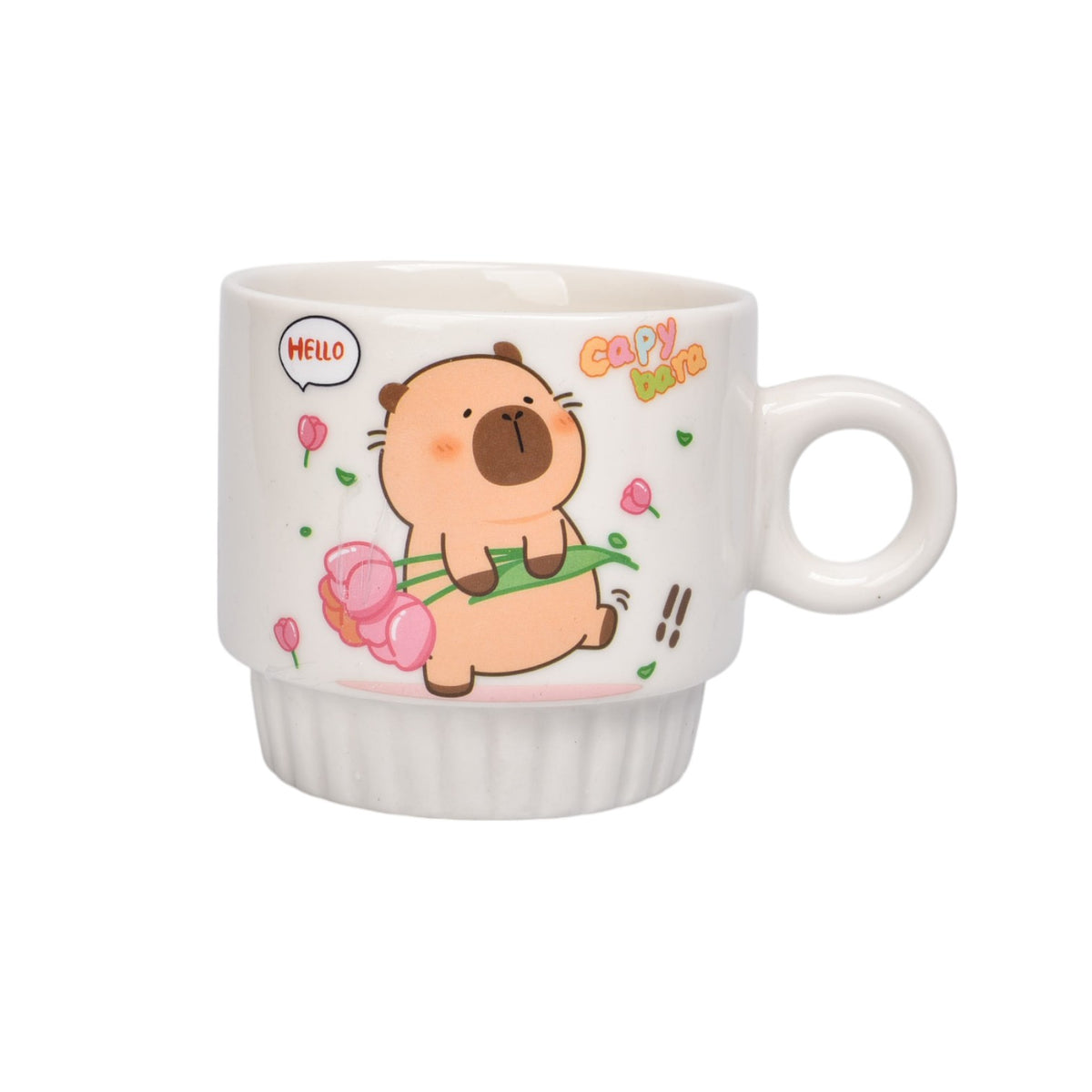 set 4pcs pocillos con base ceramica 250ml diseño capybara dim:8x8x8
