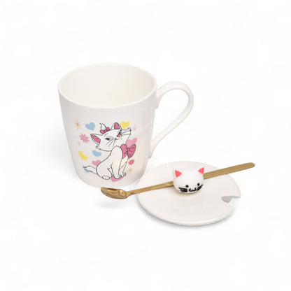 MUG POCILLO CERAMICA PERSONAJE CON TAPA Y CUCHARA 370ML DIM:9X8