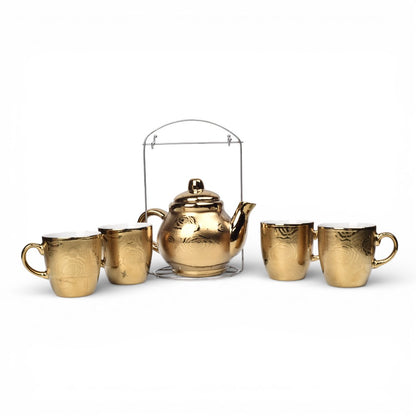 SET POCILLOS 4PCS CON BASE COLOR DORADO 90ML DIM:5X5X6