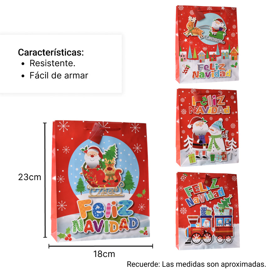 bolsa en papel navidad pequeña 23x18cm