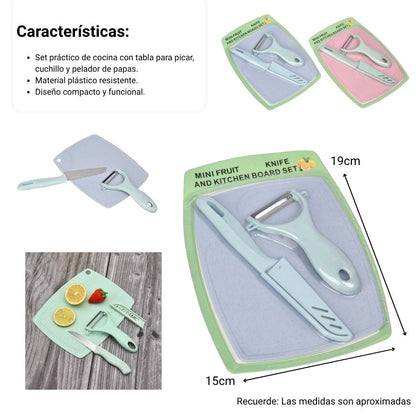 TABLA SET DE COCINA CON CUCHILLO Y PELADOR DIM:17X23X2
