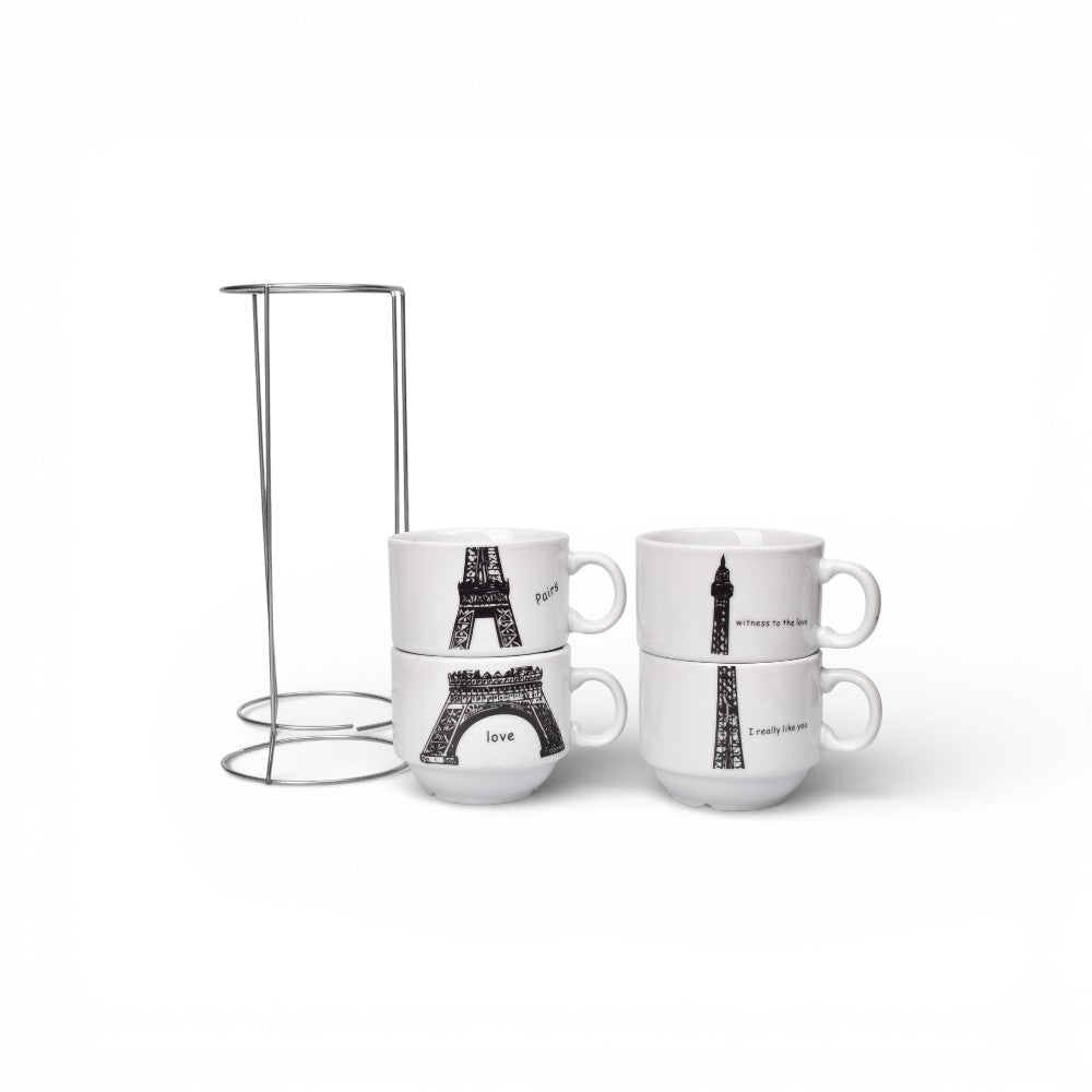 pocillo set 4pcs ceramica con base  160ml dim:7x7x6