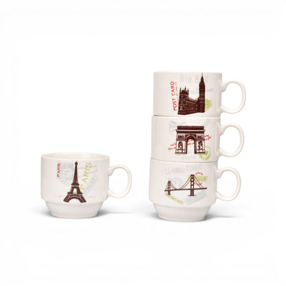 POCILLO SET 4PCS CERAMICA CON BASE DIM:20X8CM