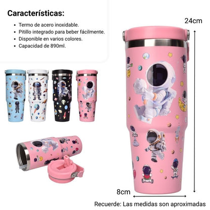 TERMO METALICO 890ML ASTRONAUTA DIM:8X24