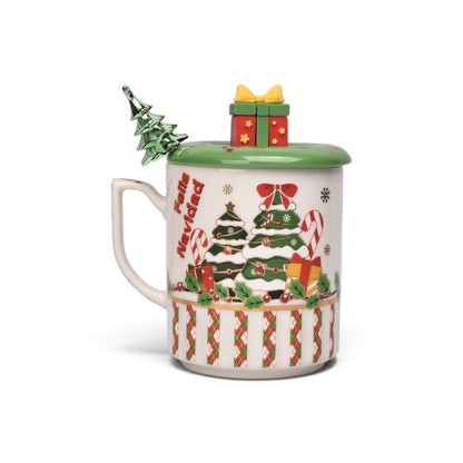 POCILLO SET CERAMICA CON CUCHARA NAVIDAD 300ML