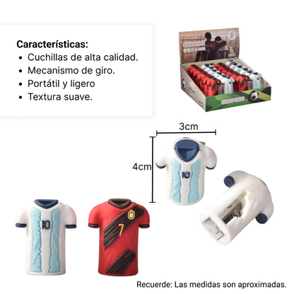 TAJALAPIZ FORMA CAMISETA DE EQUIPOS DIM-3CM