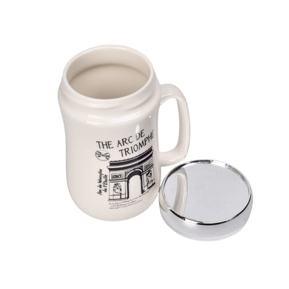 MUG POCILLO CERAMICA TAPA ESPEJO 450ML