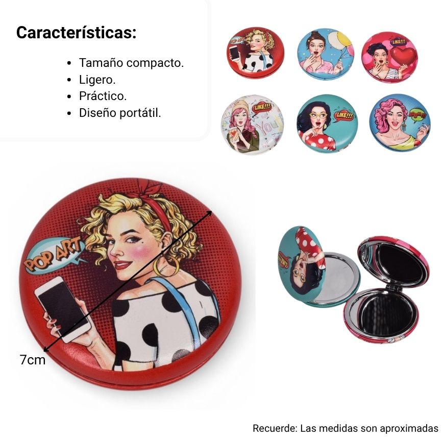 espejo redondo pequeño de cartera muñecas
