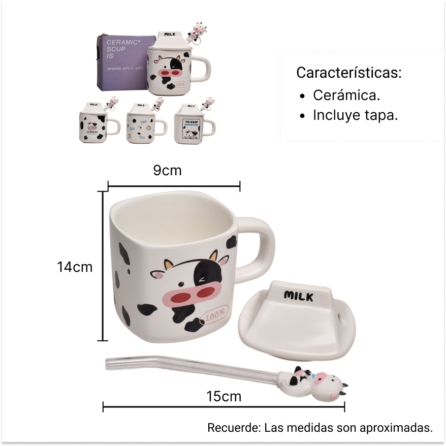 mug pocillo en ceramica forma vaca