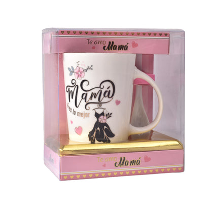 MUG POCILLO CON CUCHARA CERAMICA