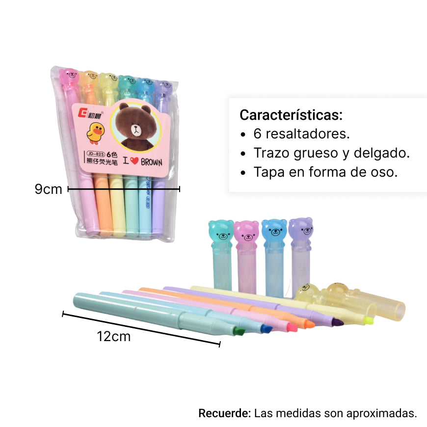 resaltador x 6 pcs