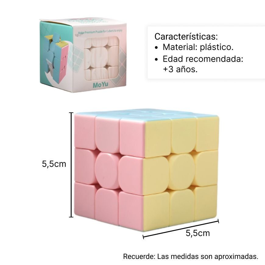 cubo rubik 3x3 pastel dim: 5,5cm