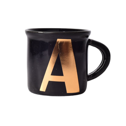 MUG POCILLO CERAMICA NEGRO CON LETRA DORADA