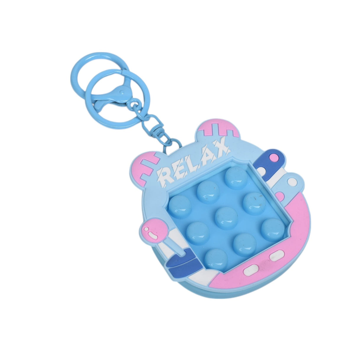 llavero plastico forma de juego azul rosado dim:7x7x1