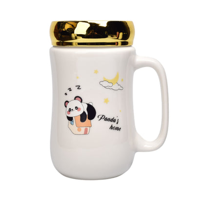POCILLO CERAMICA DISEÑO OSO CON TAPA 450ML DIM:7X14
