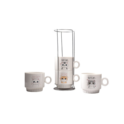 SET 4PCS POCILLOS CON BASE EN CERAMICA 250ML DIM:7*8*25