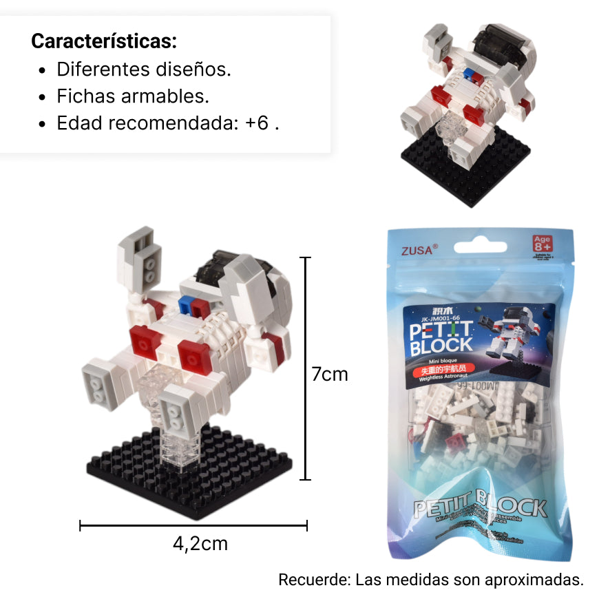 fichas pequeñas de armar astronauta para niños plastico