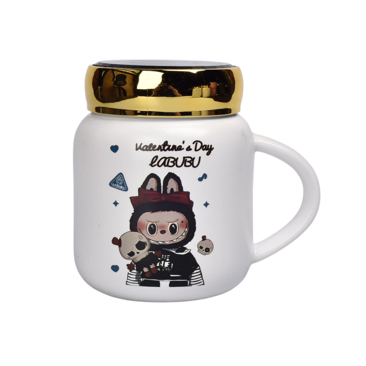mug pocillo ceramica personaje con tapa espejo de 420ml