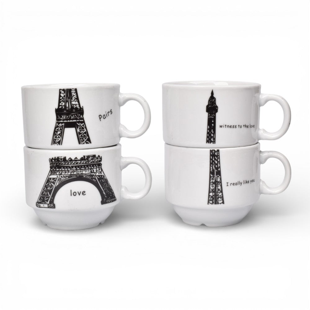 pocillo set 4pcs ceramica con base  160ml dim:7x7x6