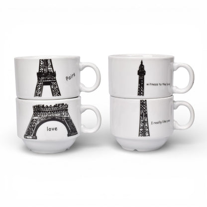 POCILLO SET 4PCS CERAMICA CON BASE  160ML DIM:7X7X6