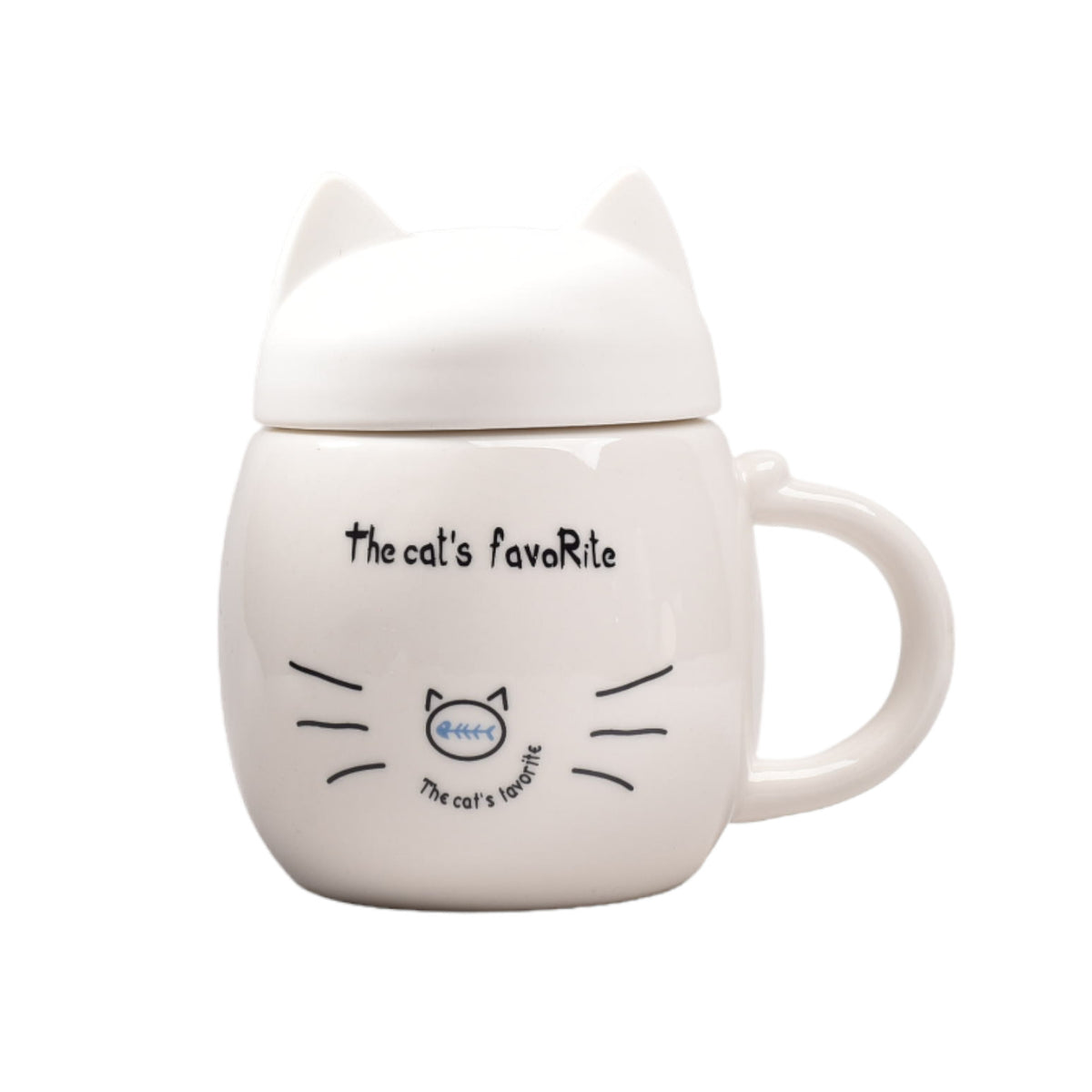 mug ceramica de gato pocillo con tapa