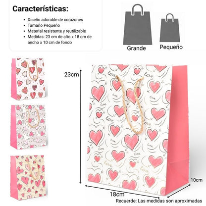 BOLSA PARA REGALO VARIOS COLORES DE PAPEL DIM:18X23X10