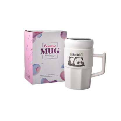 MUG POCILLO CERAMICA CON TAPA DISEÑO OSOS 450ML DIM:13*13*6