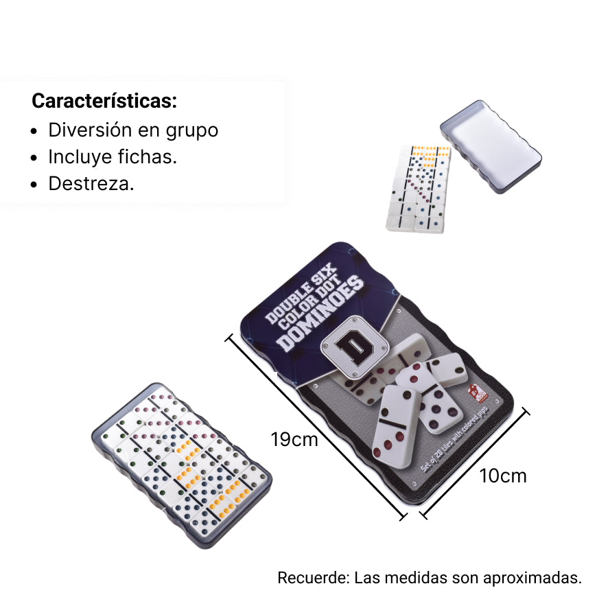 domino estuche metal dim:18.5x10x2.5cm