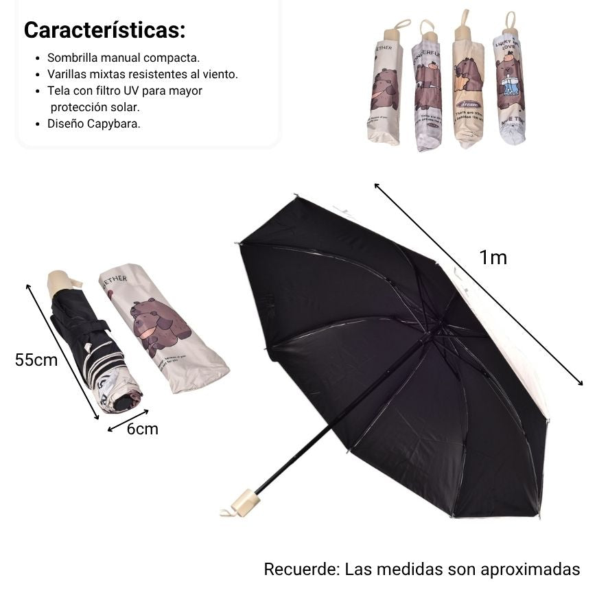 sombrilla manual diseño capybara