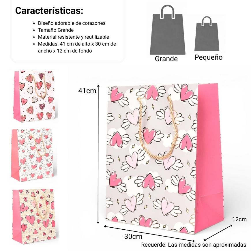 bolsa para regalo varios colores de papel dim:30x41x12