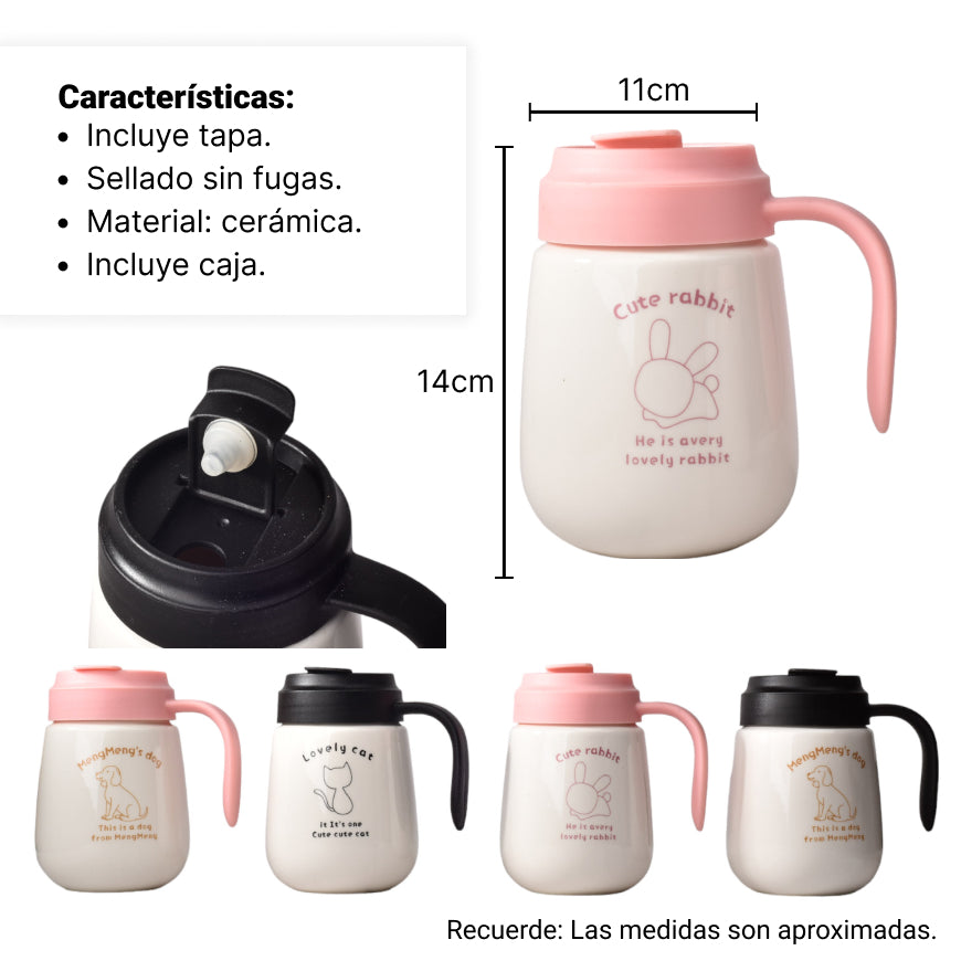 mug pocillo blanco con diferentes diseños en ceramica