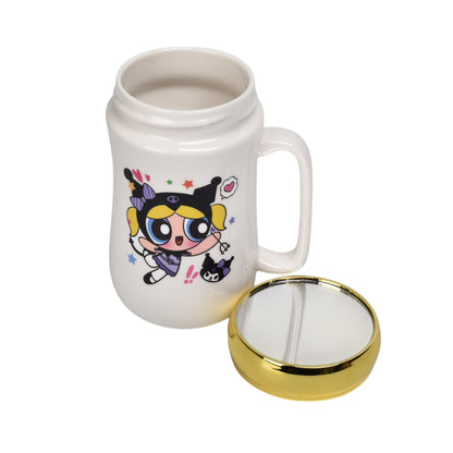 MUG POCILLO CERAMICA CON TAPA DE ESPEJO PERSONAJE 400ML DIM:7X7X13