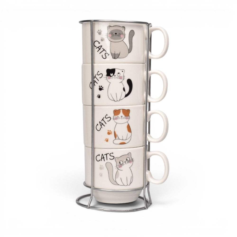pocillo set 4pcs ceramica con base dim:20x8cm
