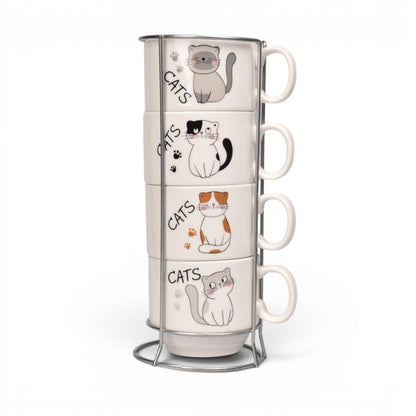 POCILLO SET 4PCS CERAMICA CON BASE DIM:20X8CM
