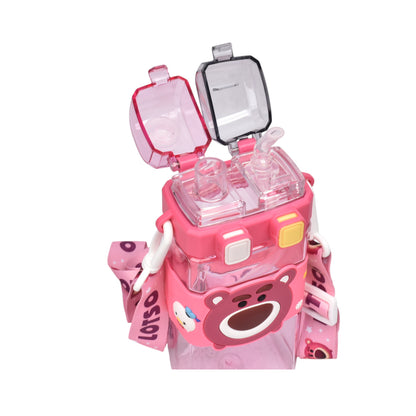BOTELLA DE AGUA 520ML PERSONAJE PLASTICO FUCSIA DIM:19X8