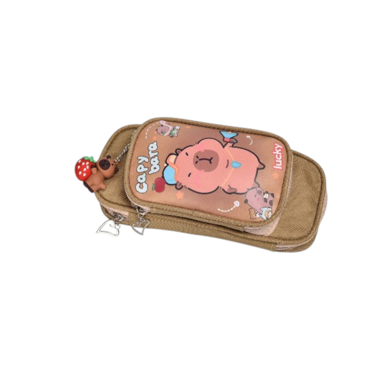 cartuchera capybara con llavero poliester dim:21x10x5