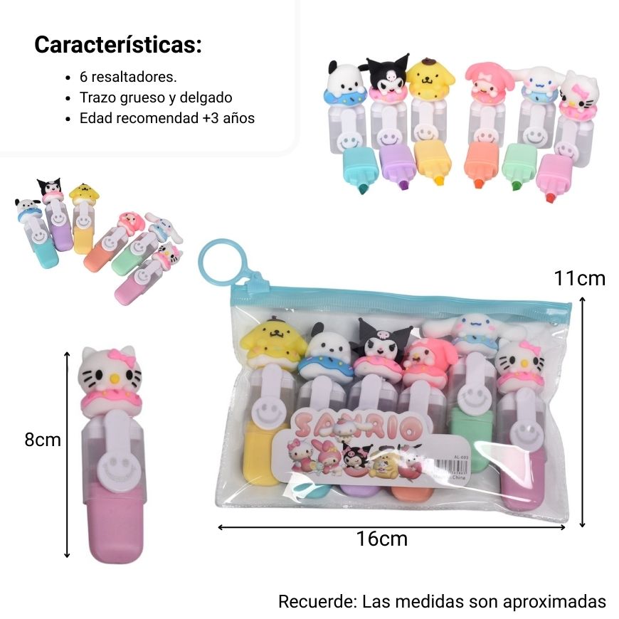 resaltador x 6pcs
