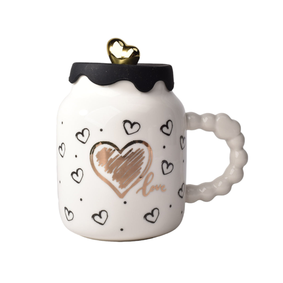 mug pocillo ceramica diseños de corazones con tapa