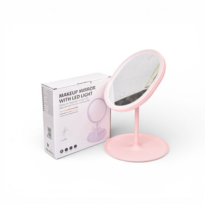 ESPEJO RECARGABLE CON LUZ REDONDO PLASTICO DIM: 16X227X17