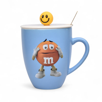MUG POCILLO CERAMICA PERSONAJE CON TAPA Y CUCHARA 400ML DIM:10X9