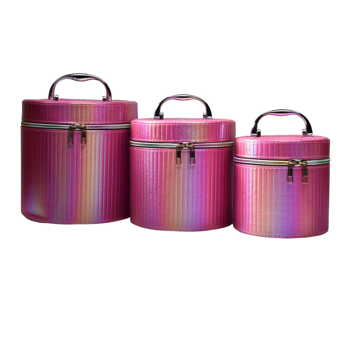 caja cosmetiquera redondo x 3 unidades