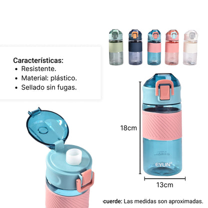 BOTELLA DE AGUA 450ML PLASTICA DIM:18X7X7