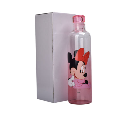 BOTELLA DE VIDRIO 500ML PERSONAJE AZUL Y ROSADO DIM:23X6