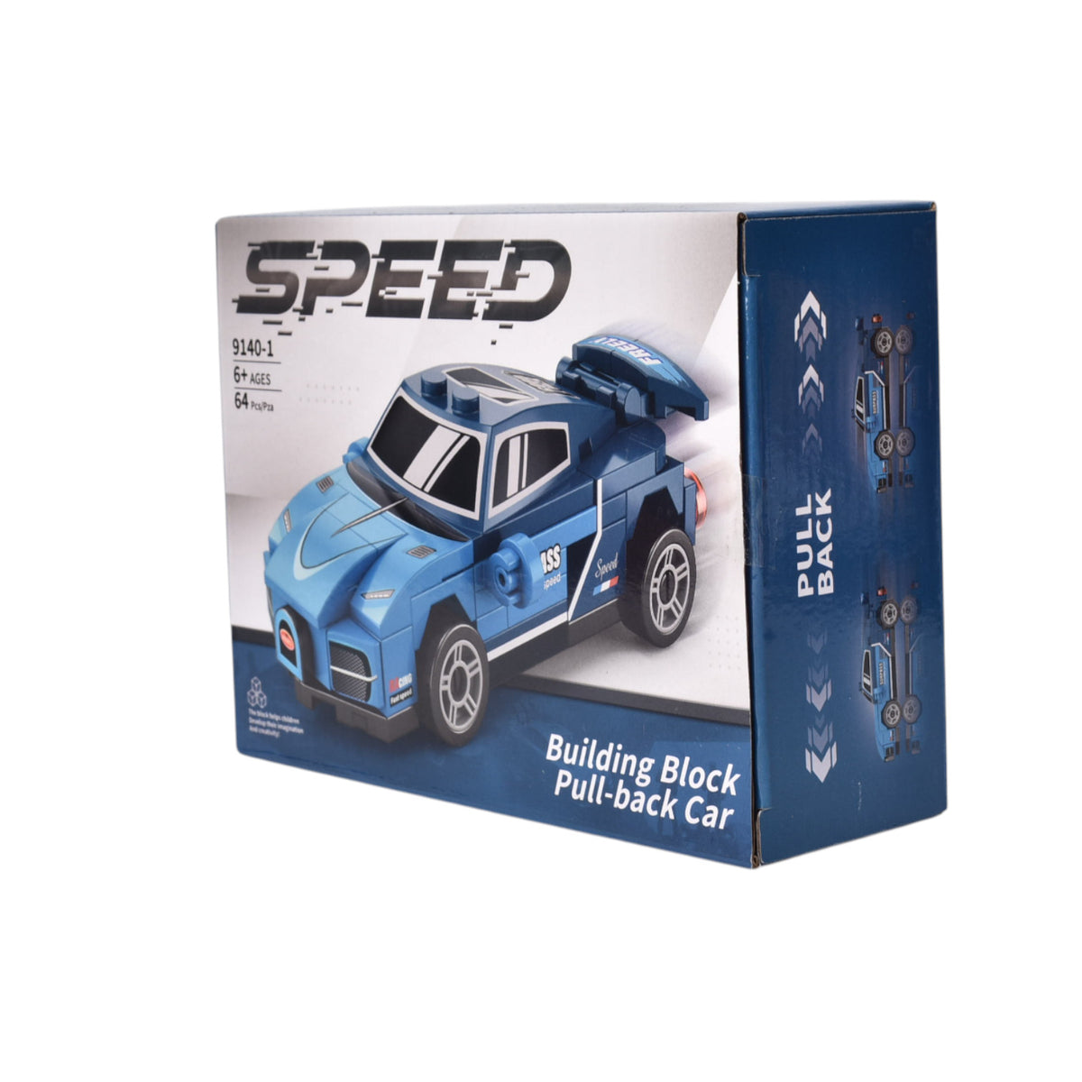 bloques fichas plastica armable carro azul dim:15x5x11